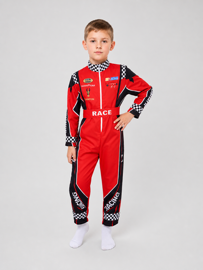 Racing Jumpsuit with Belt, Red, White, and Black product detail 2