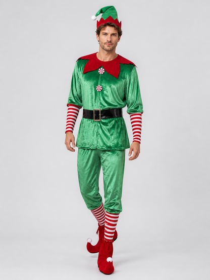Christmas Elf Costume with Hat and Belt Costume Headwear detail 2