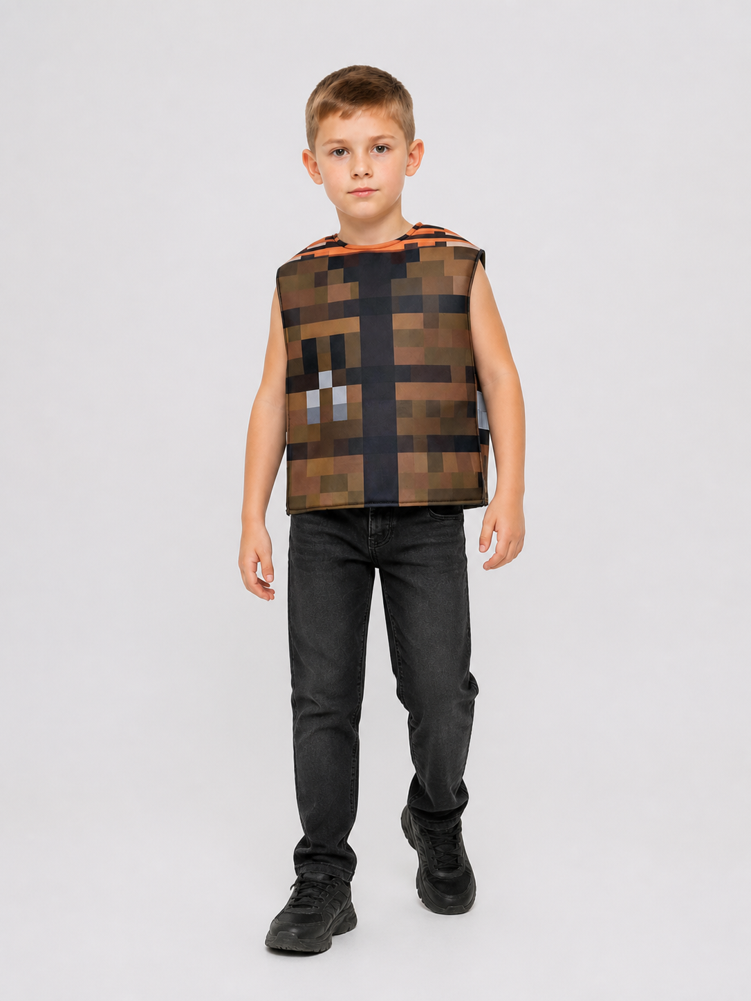 Children’s Minecraft Costume Vest with Pixel Pattern