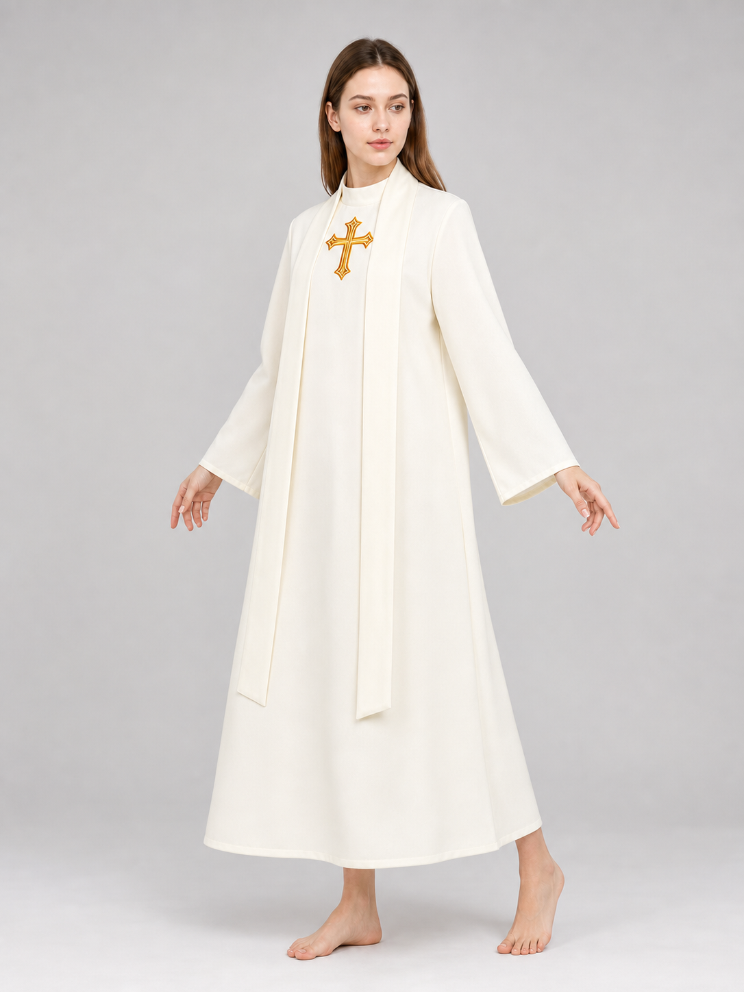 Cosplay Costume: White Cassock with Cross and Belt