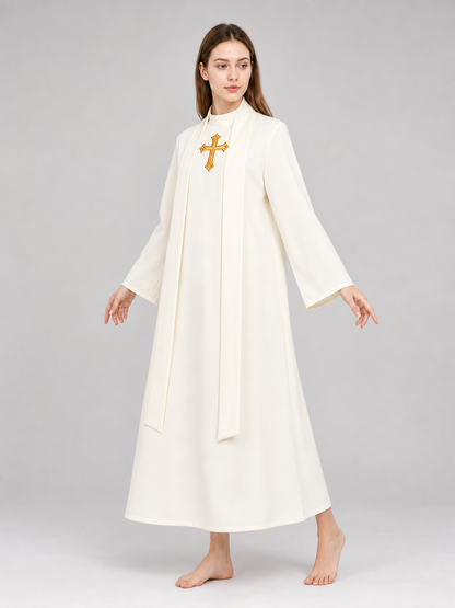 Cosplay Costume: White Cassock with Cross and Belt