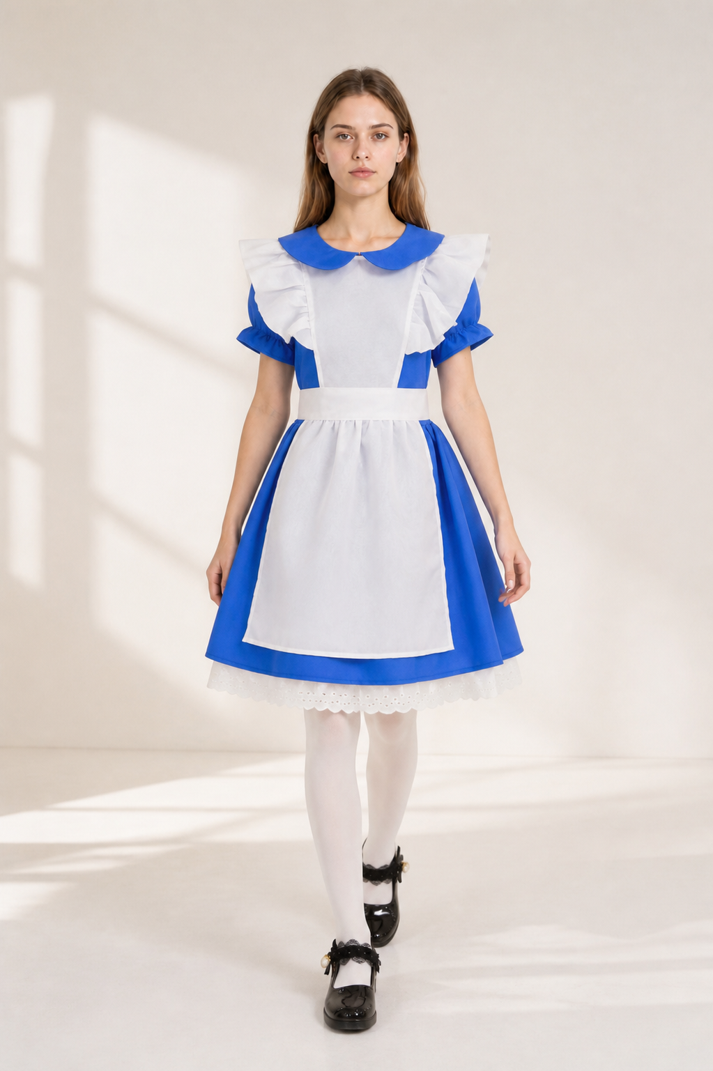 Blue and White Children's Maid Costume with Apron Costumes detail 2