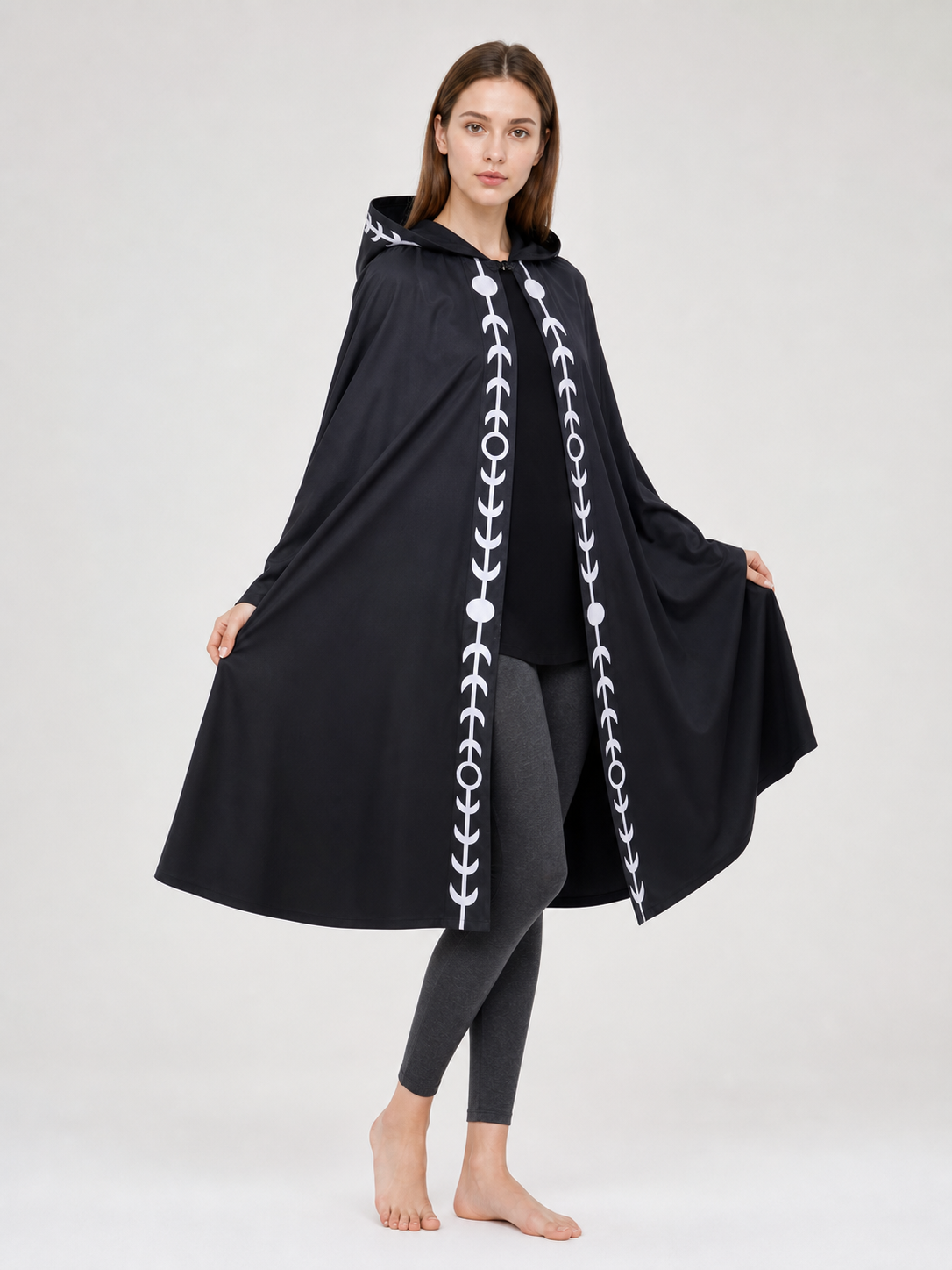Black Hooded Cape, Medieval Style