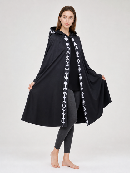Black Hooded Cape, Medieval Style