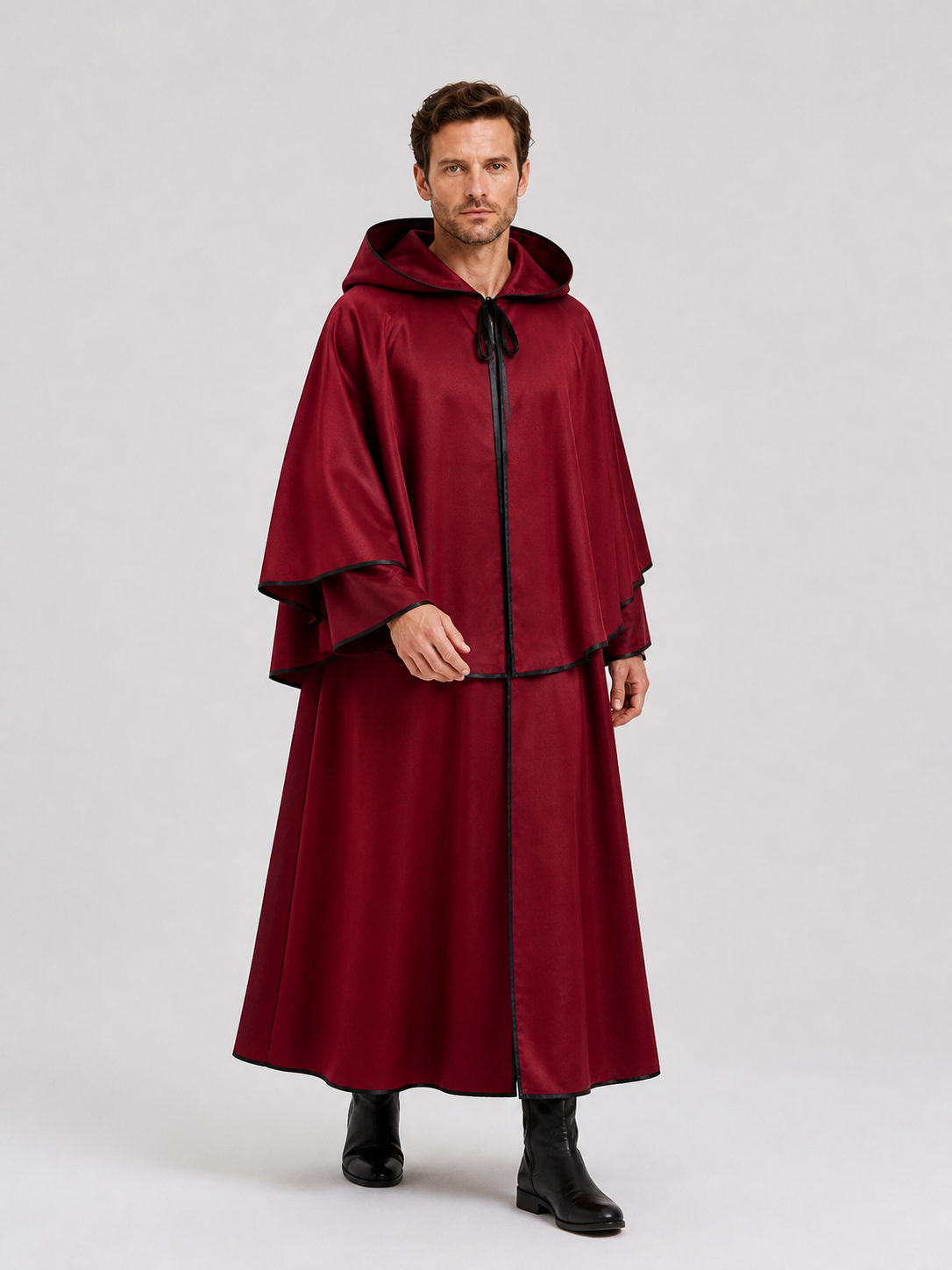 Dark Red Hooded Halloween Cosplay Cloak Costume Capes detail 2