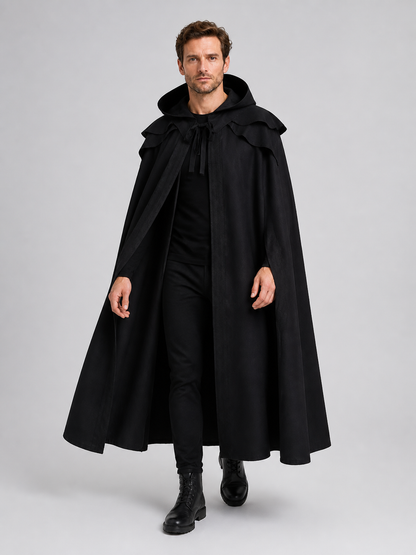 Long Gothic Black Hooded Cloak Cape Costume Capes detail 2