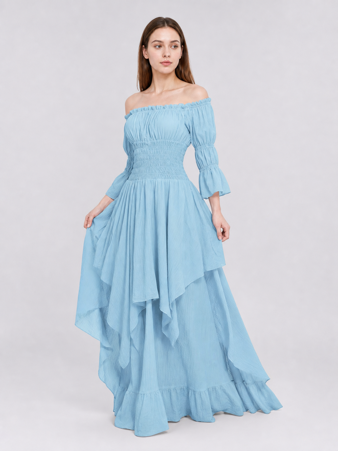 Off-the-Shoulder Dress with Long Sleeves