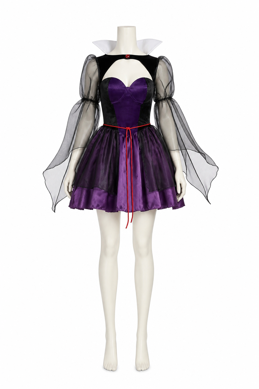 Retro Purple Dress with Corset and Cape Costume Dresses detail 2