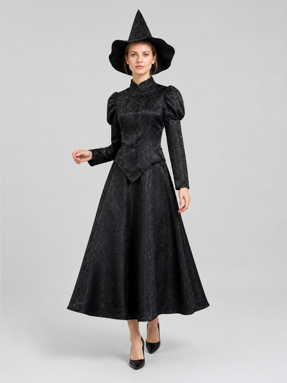 Black Elphaba Costume with Pointed Hat and Puff Sleeves Costume Headwear detail