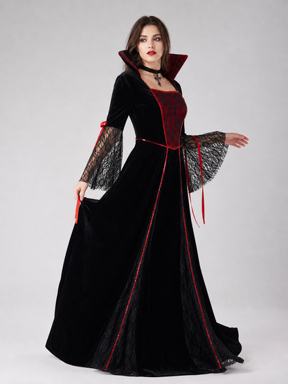 Gothic Cosplay Dress Costume with Choker on-model alternate view 2
