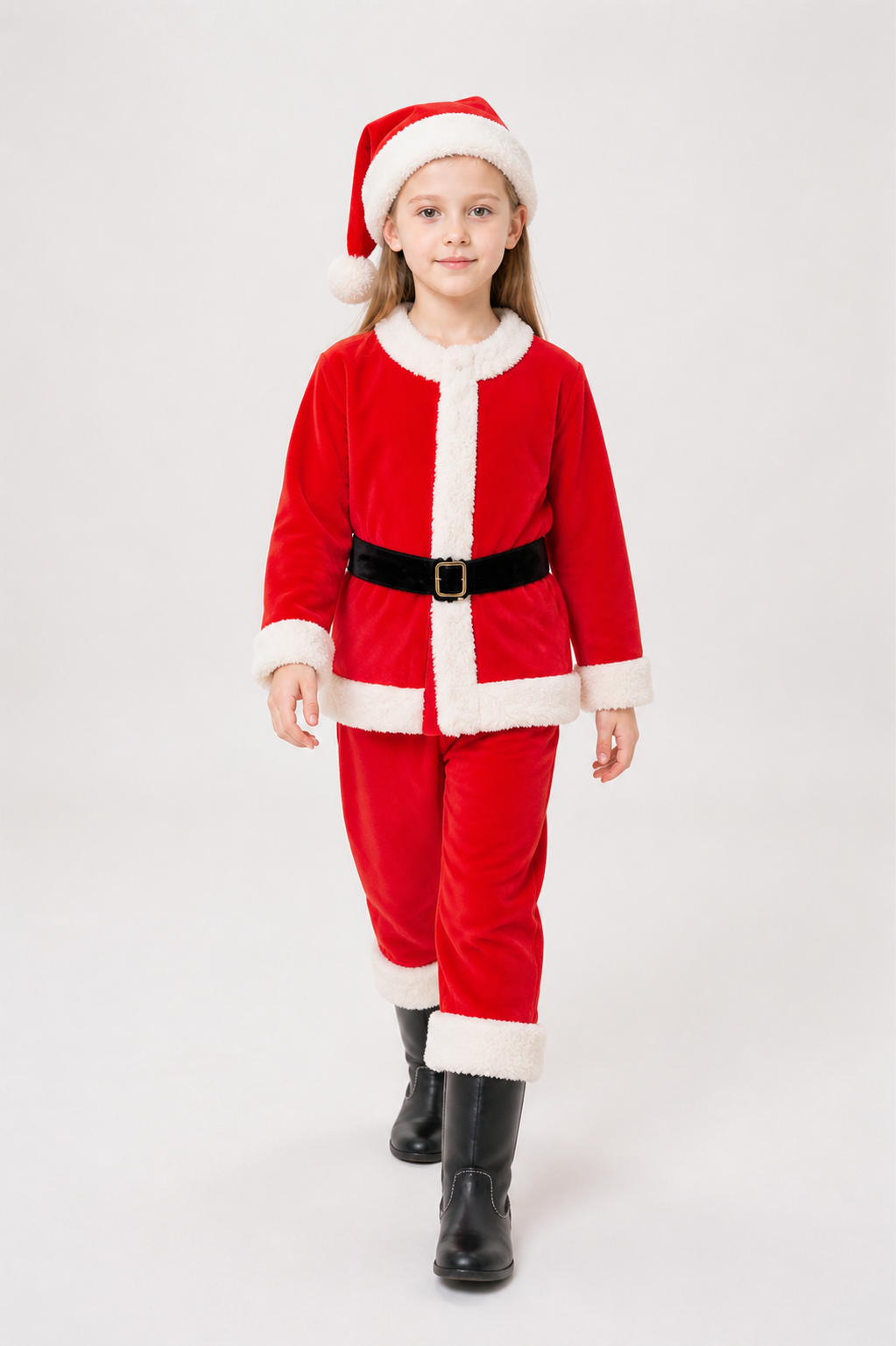 Red Santa Claus Costume with White Trim Costumes detail 2