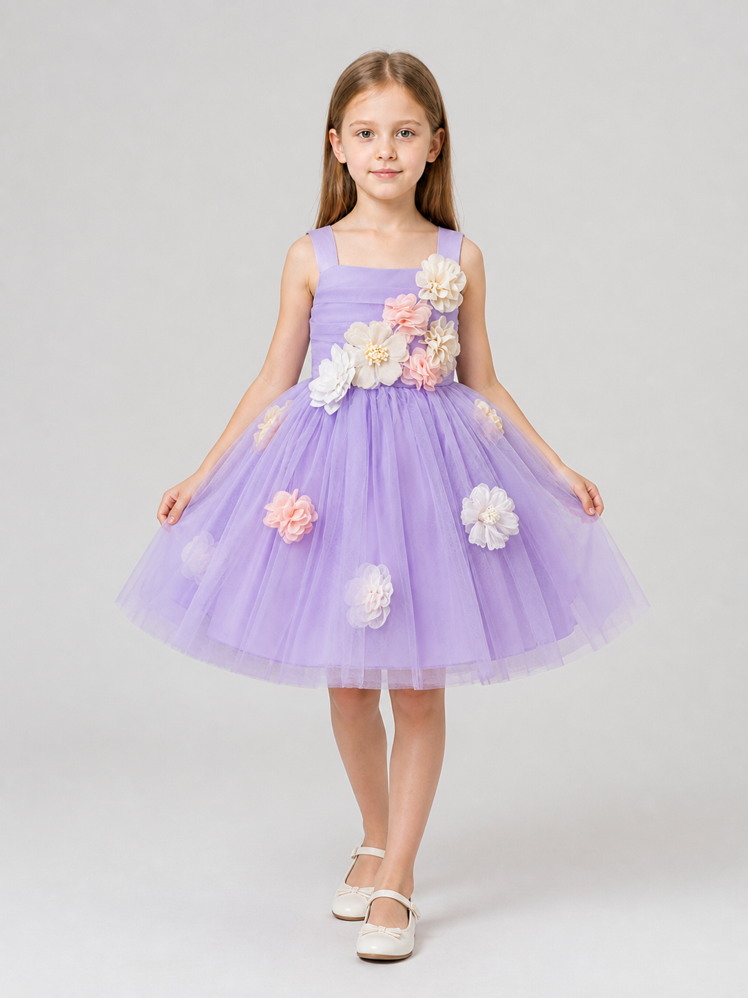 Girls' Dressy Princess Dress with Floral Embellishments Costume Dresses detail 2