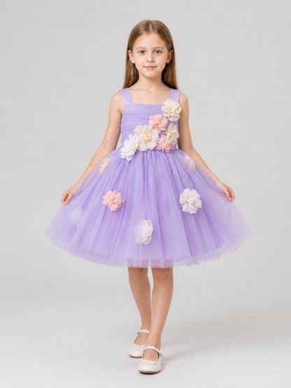 Girls' Dressy Princess Dress with Floral Embellishments Costume Dresses detail 2