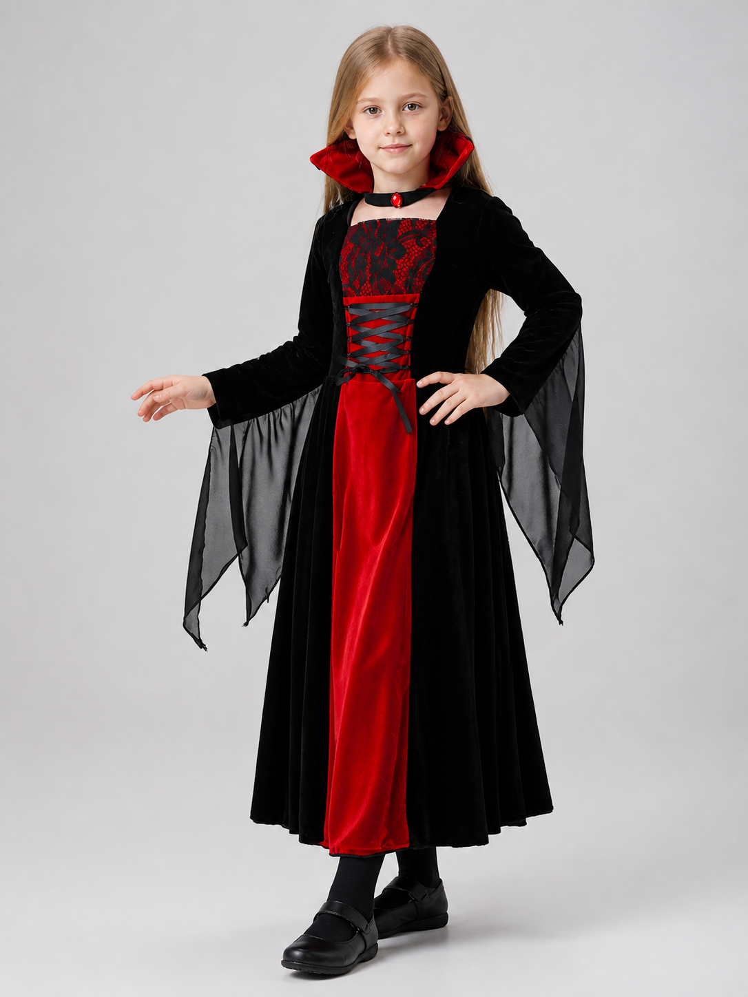 Halloween Vampire Costume, Long with Hood Costumes detail