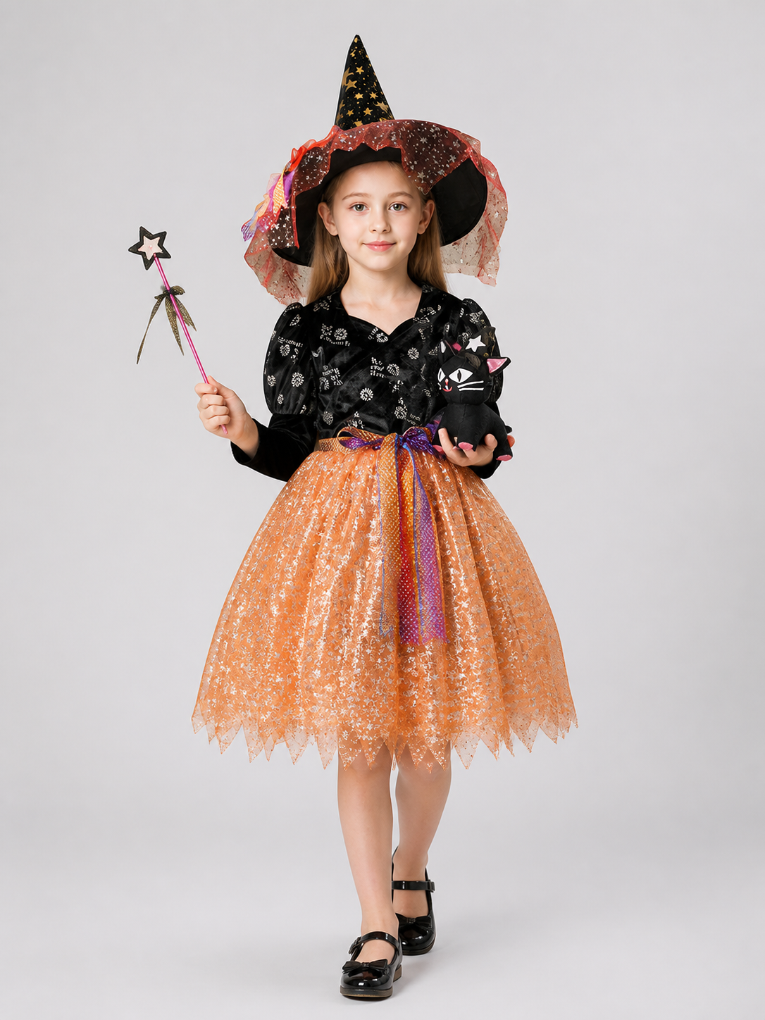 Children’s Witch Costume: Skirt, Hat, Wand, and Kitten product detail 2