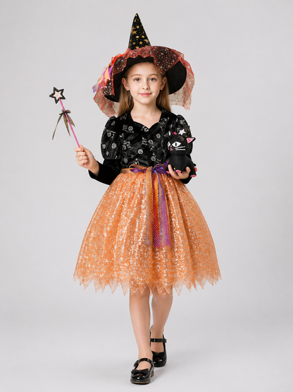 Children’s Witch Costume: Skirt, Hat, Wand, and Kitten product detail 2