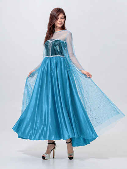 Blue Sequin Maxi Dress for Cosplay