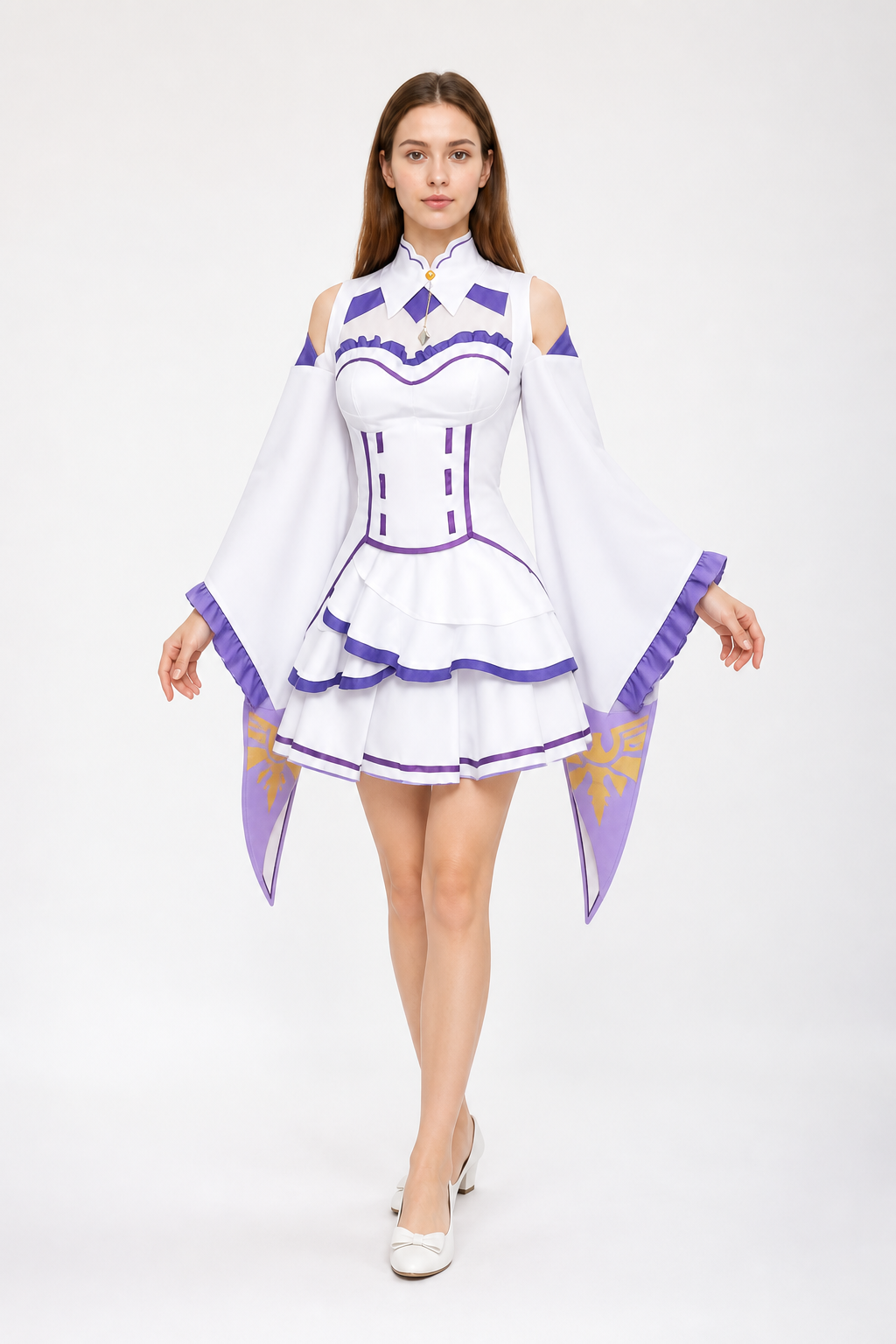 Emilia Cosplay Dress with Tiered Skirt and Sleeves Costume Dresses detail 2