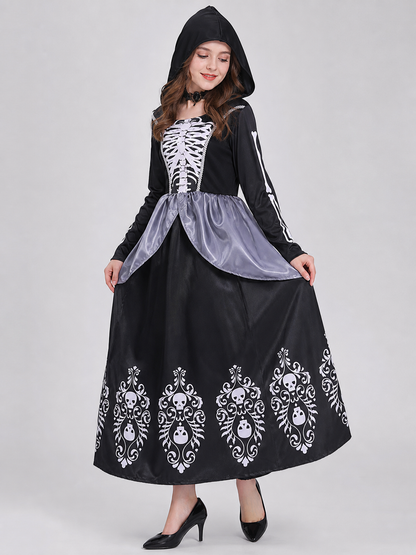 Vampire Cosplay Dress with Hood and Necklace
