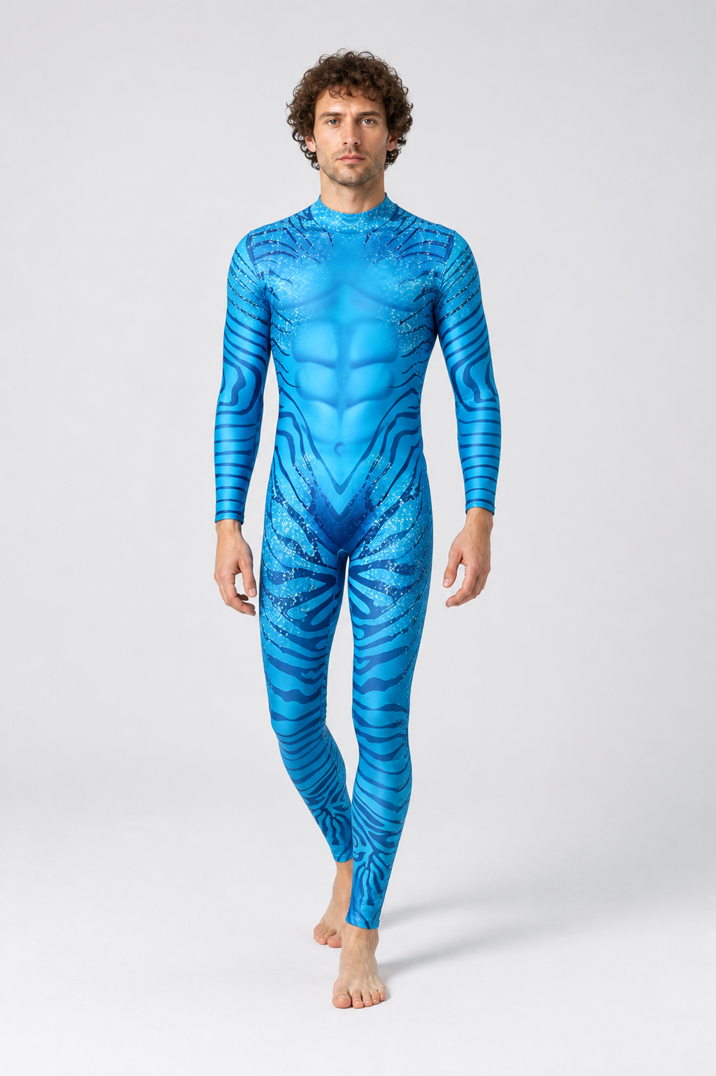 High-Collar Cosplay Jumpsuit with Printed Design Costumes detail 2