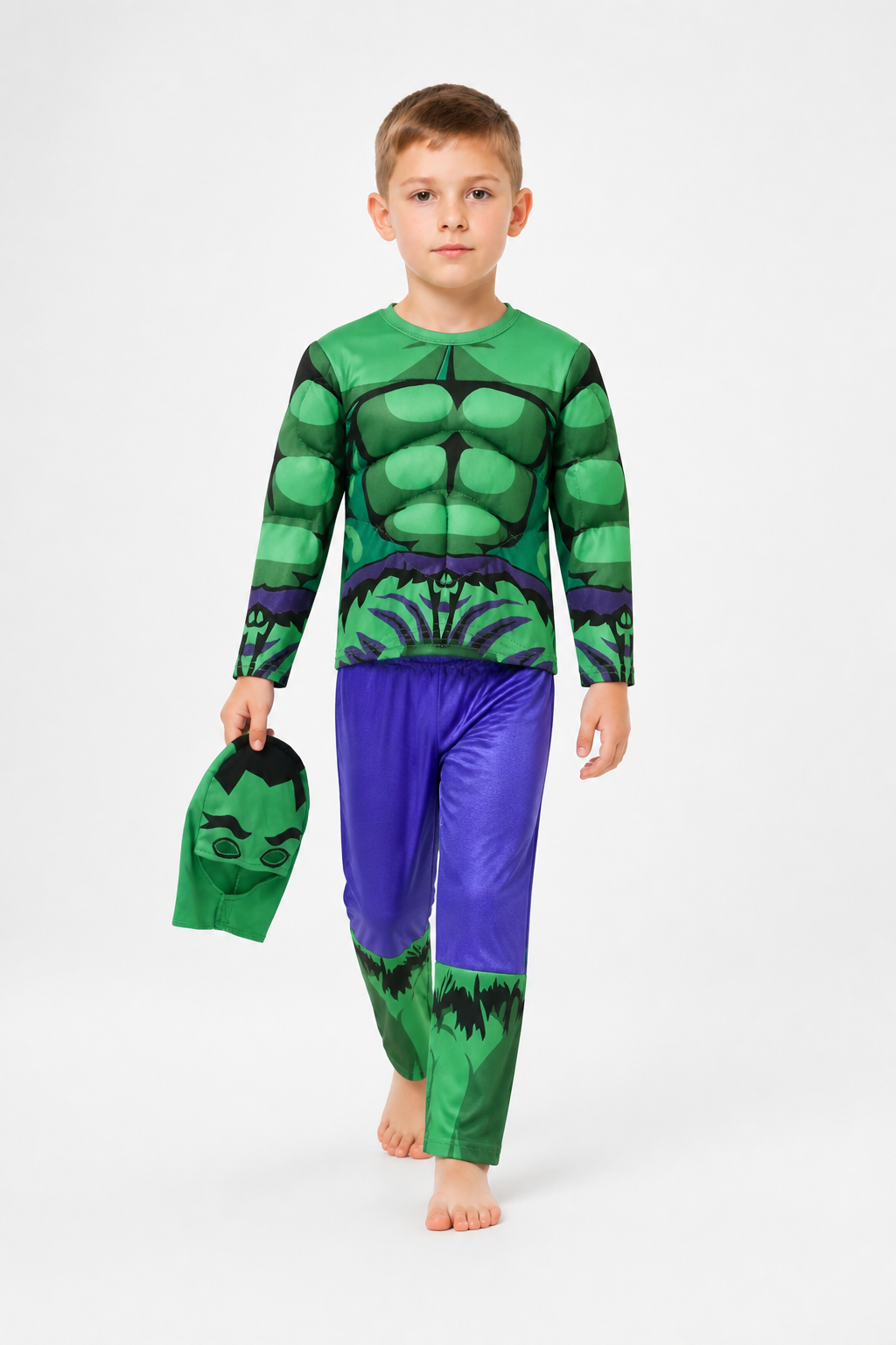 Hulk Costume with Mask and Sculpted Muscles Costume Masks detail 2