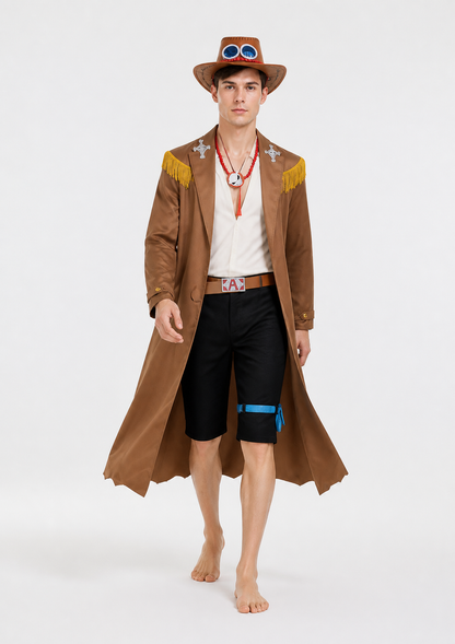 Ace One Piece Cosplay Costume with Long Coat Costumes detail 2