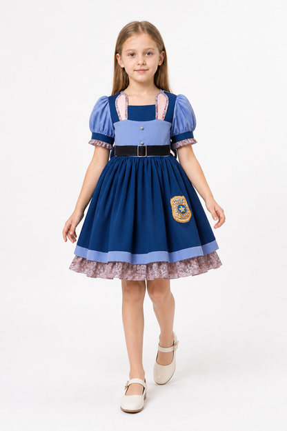 Police Officer Dress-Up Costume for Girls with Belt and Badge Costume Dresses detail 2