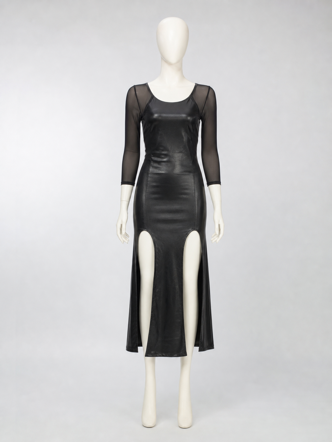 Witch Costume: Black Dress with Slit and Sleeves