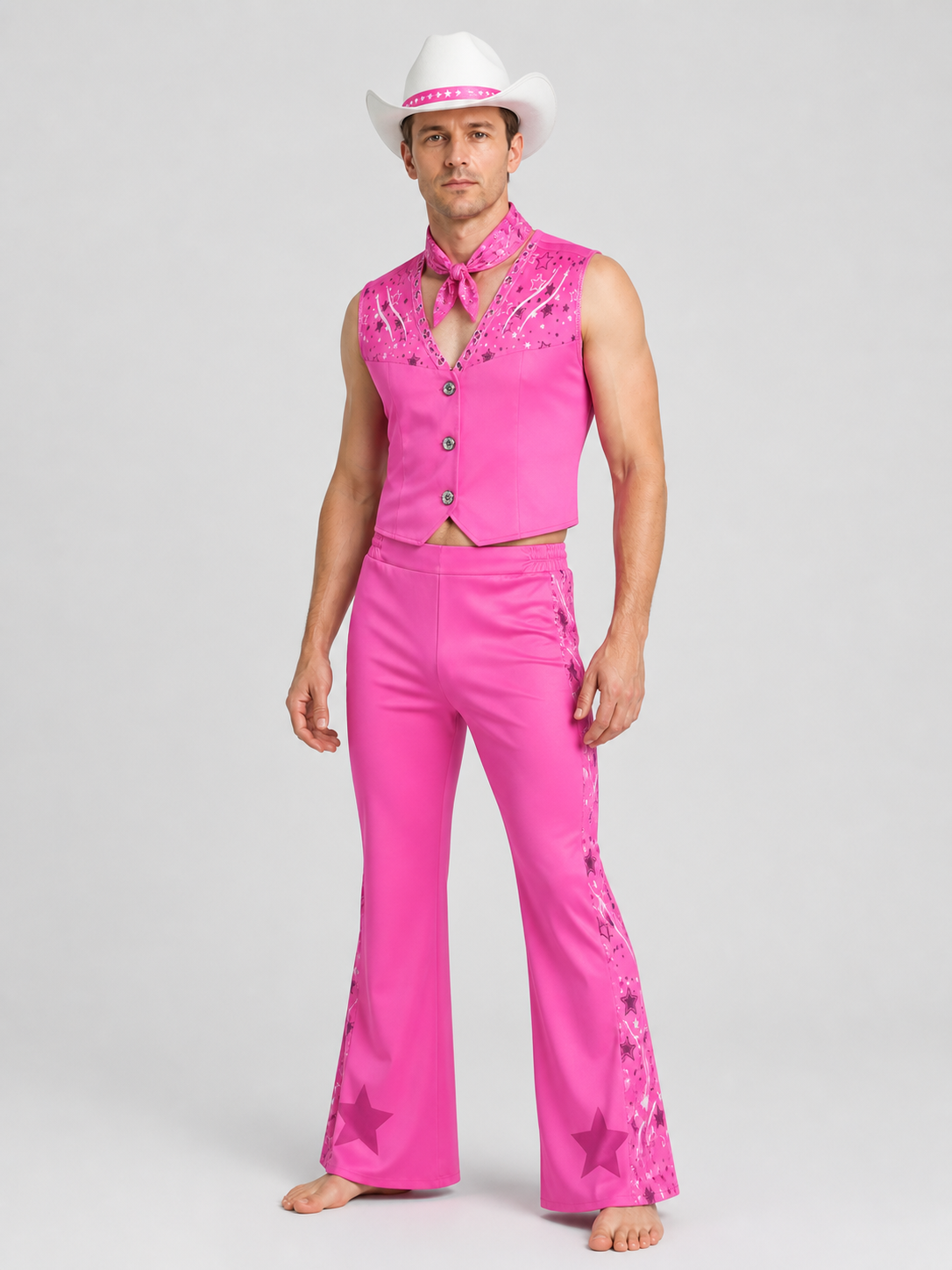 Barbie Cosplay Costume with Vest, Pants, and Hat Costume Headwear detail 2