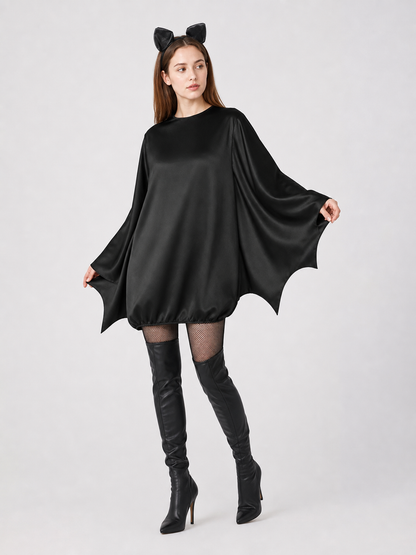 Black bat costume dress with a headband and ears for themed events. The design Costume Dresses detail 2