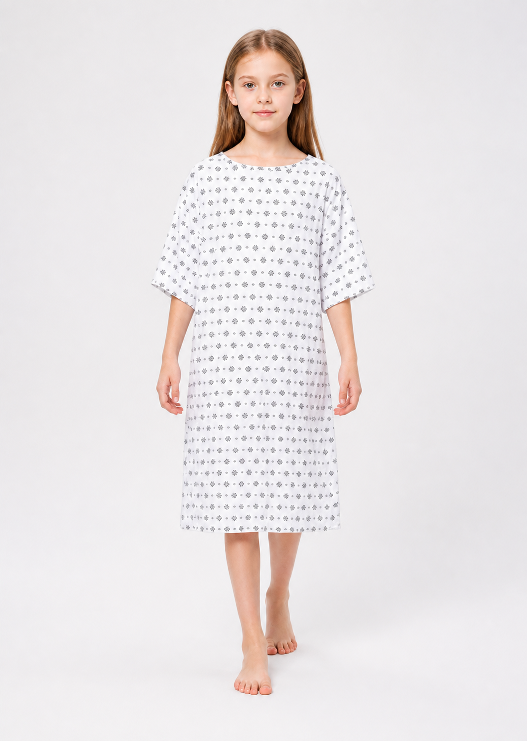 White Eleven Cosplay Dress with Black Flowers Costume Dresses detail 2