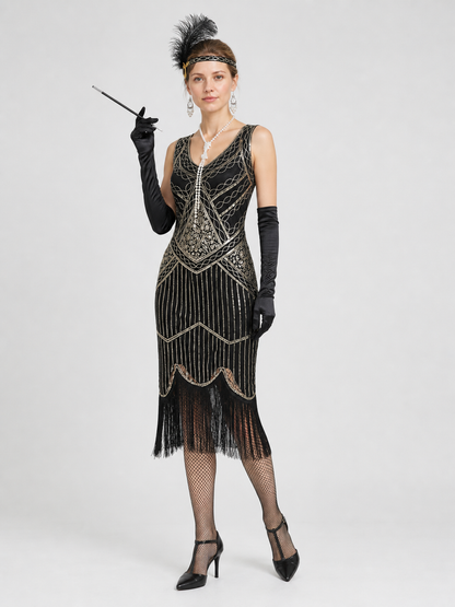 Vintage Gatsby-Style Set: Fringed Dress Costume Dresses detail 2