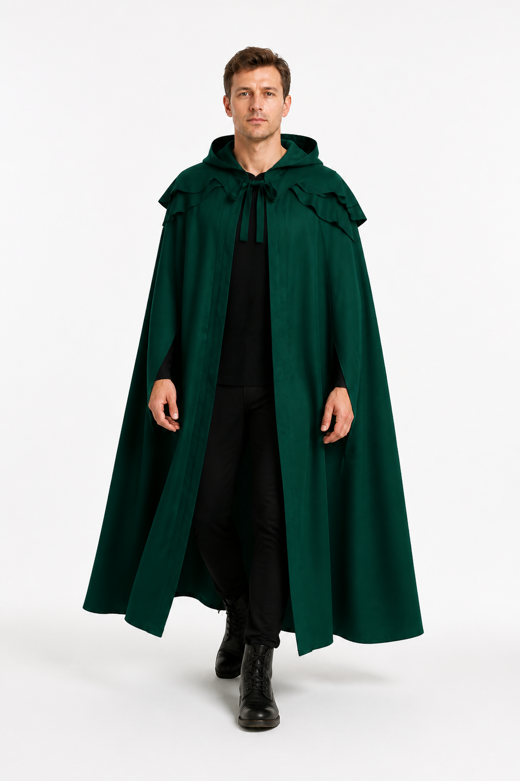 Long Green Gothic Hooded Cloak, S–XXL product detail 2