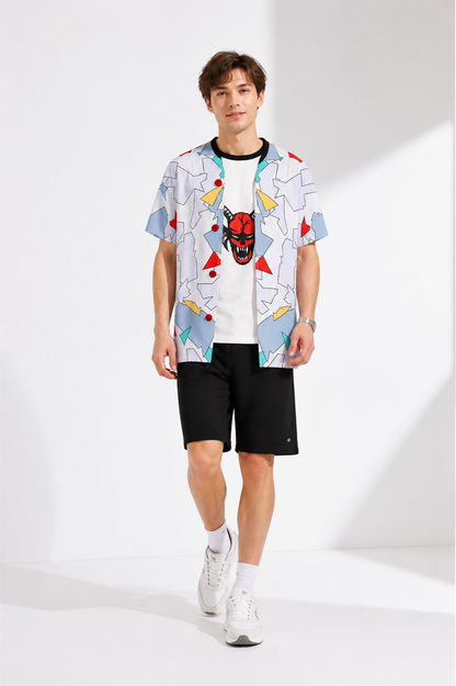 T-shirt with a demon print and colorful inserts product detail 2