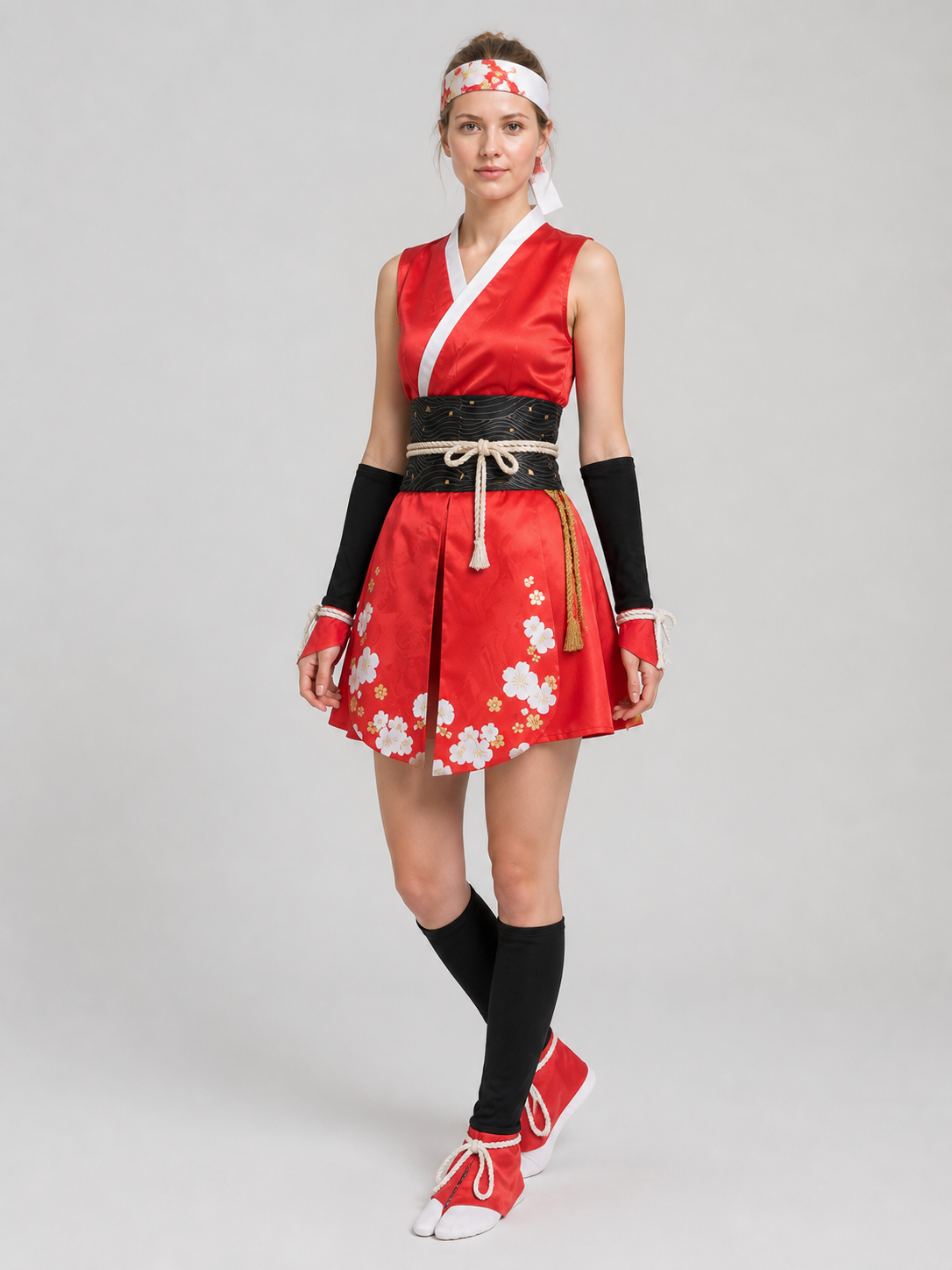 Mai Shiranui Cosplay Costume with Accessories, Red Set Costume Accessories detail 2