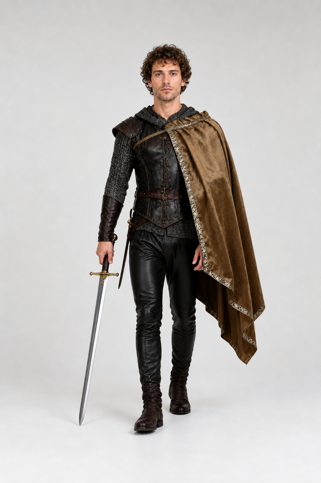 Medieval Costume with Cape and Armor Costume Capes detail 2