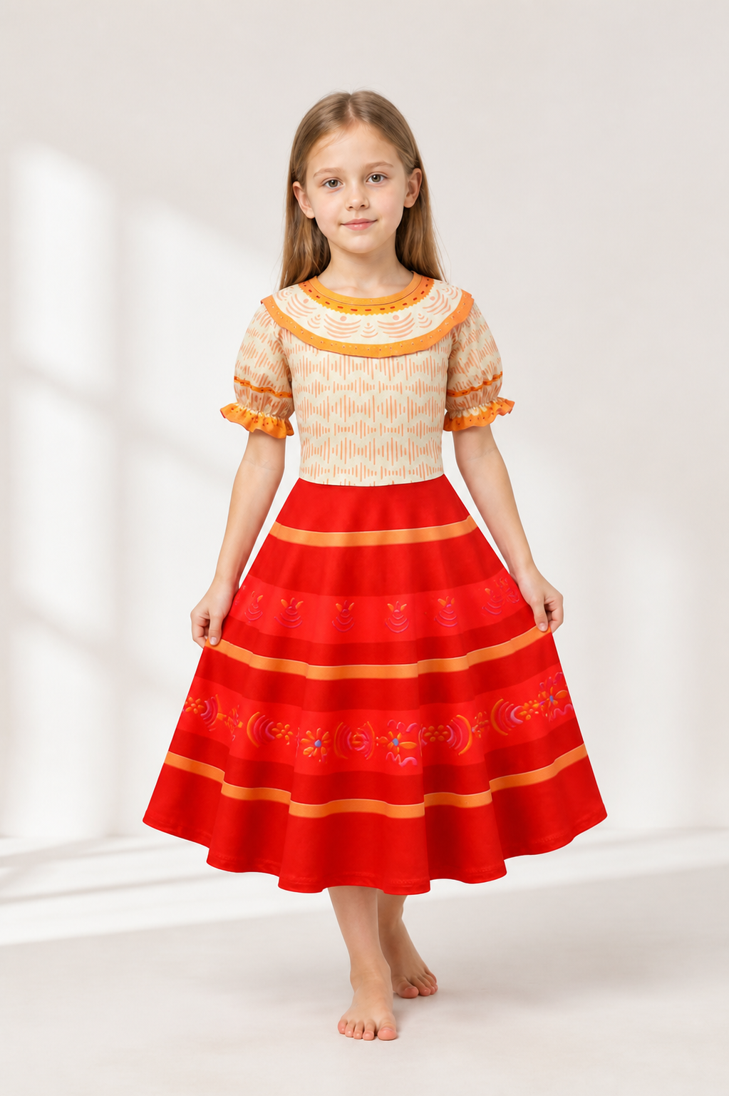 Costume Dress with a Full Circle Skirt and Puff Sleeves Costume Dresses detail 2