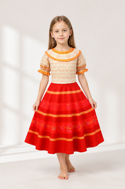 Costume Dress with a Full Circle Skirt and Puff Sleeves Costume Dresses detail 2