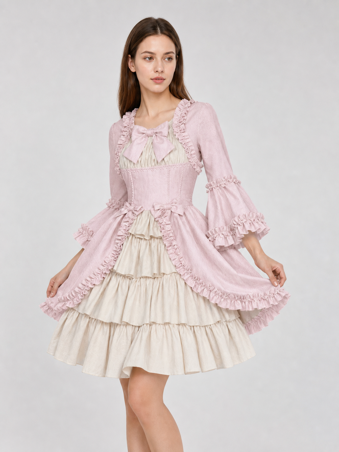 Rococo-Style Costume Dress with Ruffles and Bow