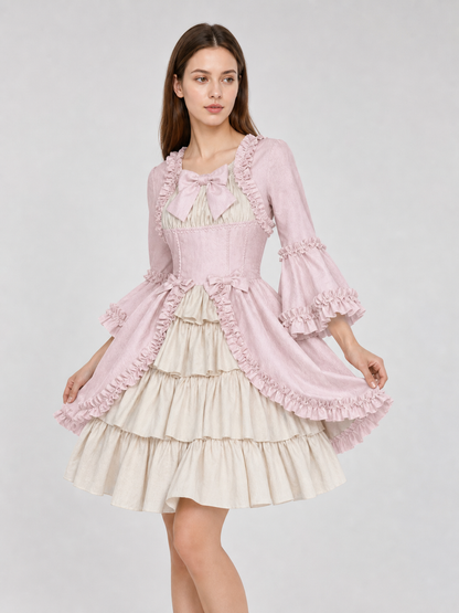 Rococo-Style Costume Dress with Ruffles and Bow