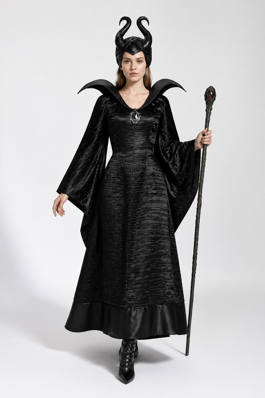 Halloween Costume with Horns and Long Dress Costume Dresses detail
