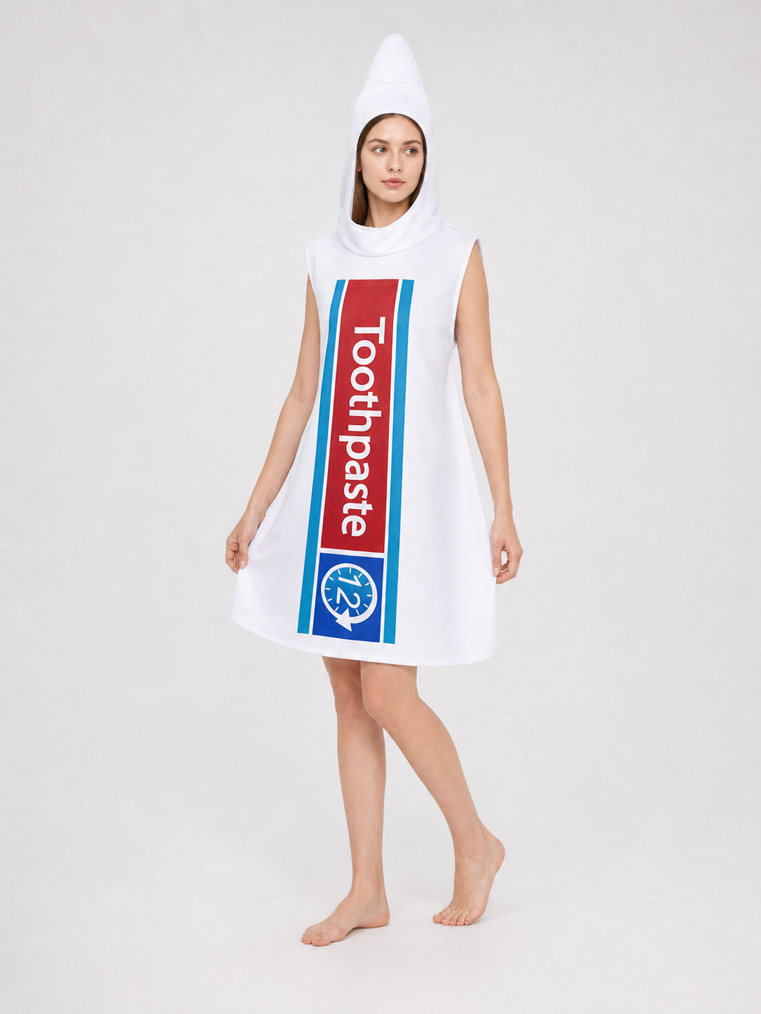 Toothpaste Cosplay Costume, White, Red, and Blue