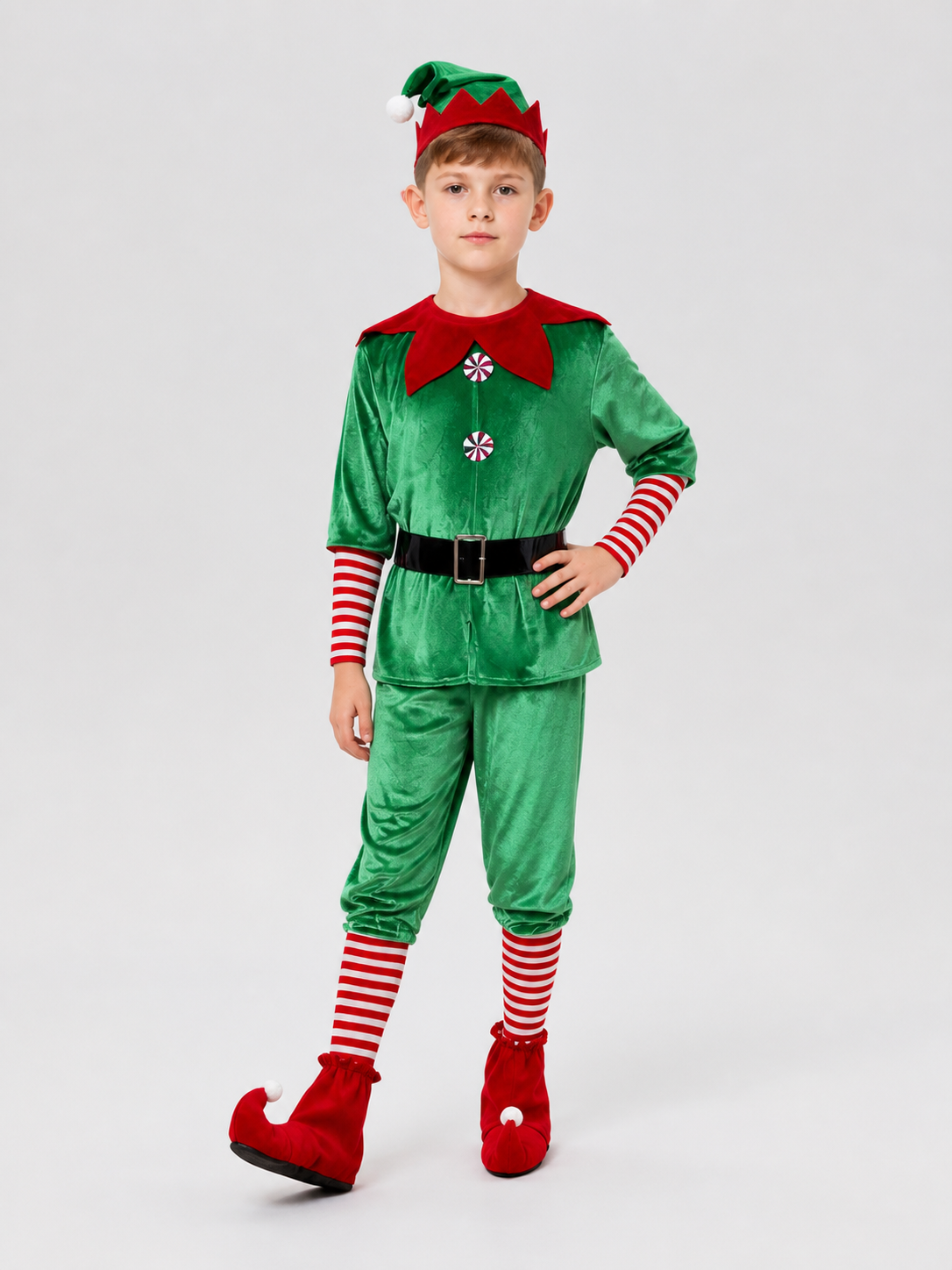 Christmas Elf Costume Set with Hat and Boot Covers Costume Headwear detail 2
