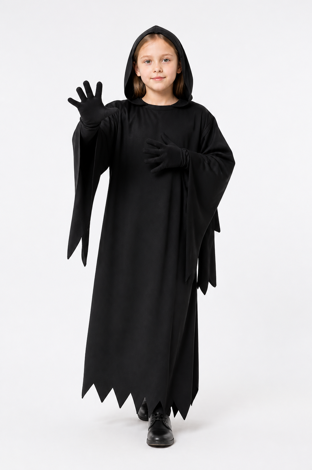 Black Long Torn Hooded Cloak for Halloween Costume Capes detail 2