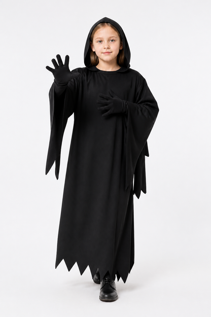 Black Long Torn Hooded Cloak for Halloween Costume Capes detail 2