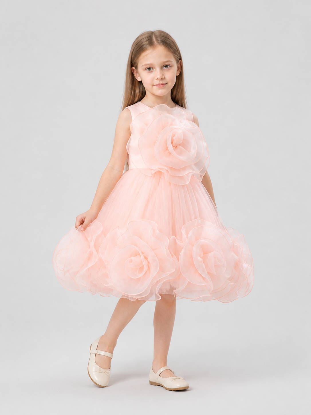 Tutu Dress with 3D Roses for Christening Costume Dresses detail 2