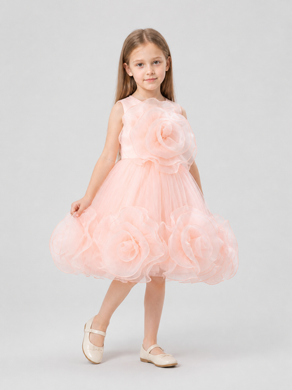 Tutu Dress with 3D Roses for Christening Costume Dresses detail 2