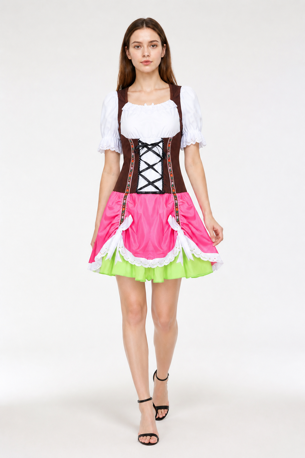 Cosplay Dress with Lace and Tiered Skirt Costume Dresses detail