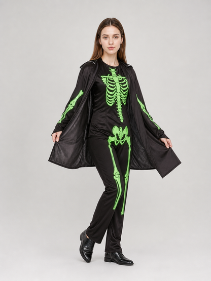 Skeleton Costume: Robe, Pants, and Hat for Halloween