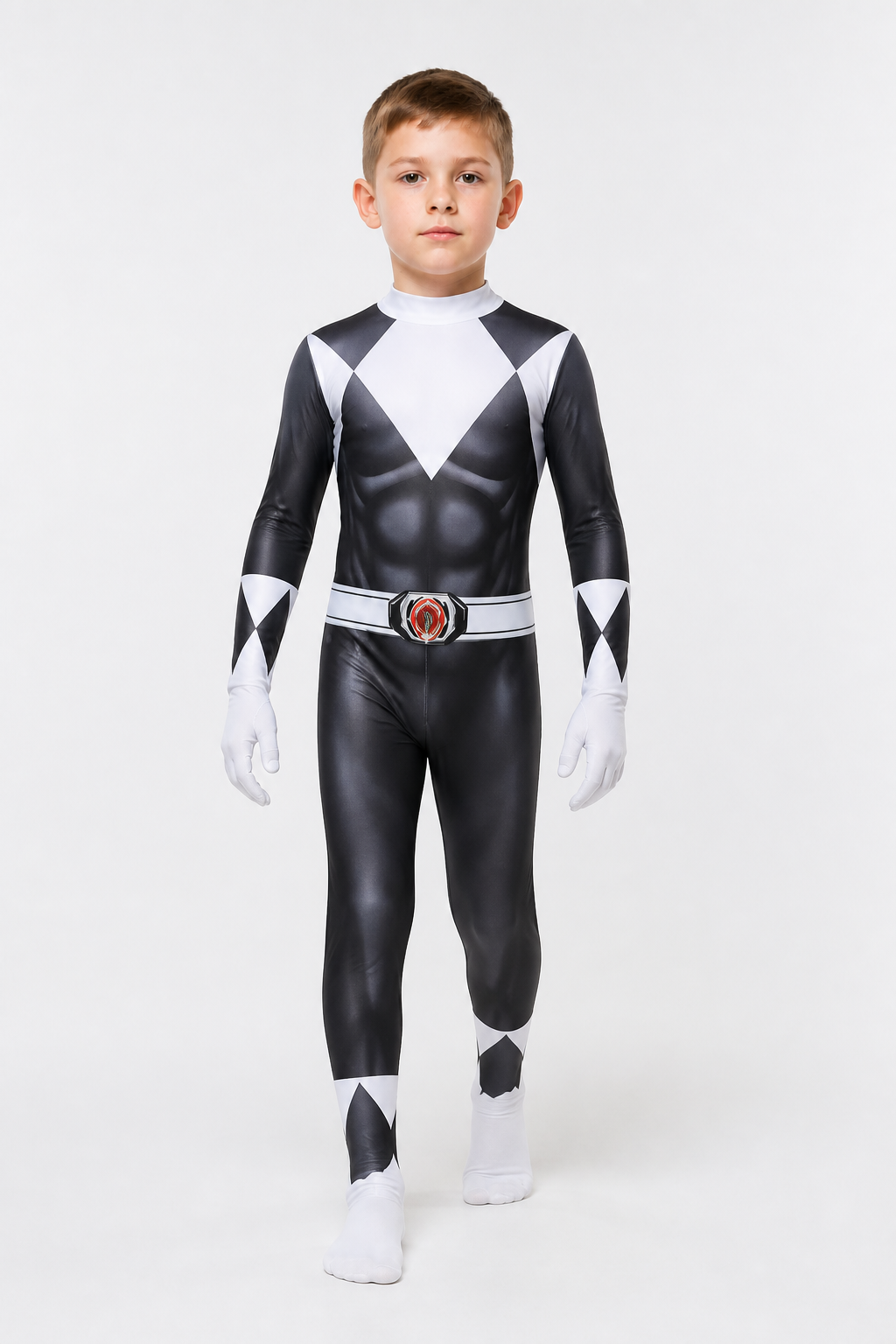 Children’s superhero-themed carnival jumpsuit costume with mask product detail 2